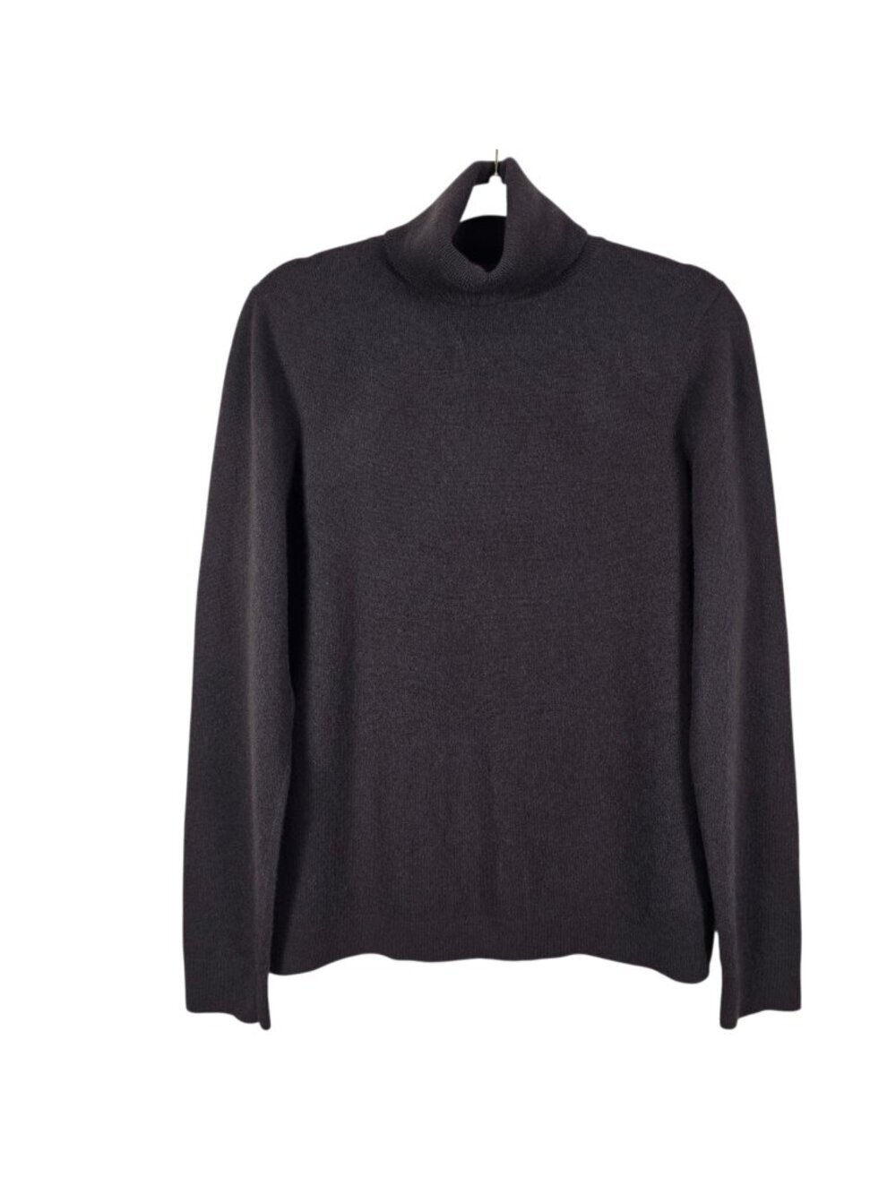Ann Taylor Womens Chocolate Brown 100% Cashmere Knit Turtleneck Sweater Large